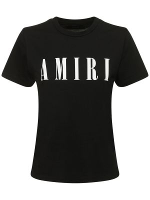 Памучна тениска slim с принт Amiri черно