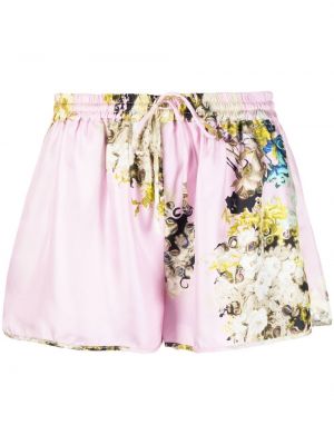 Svilene kratke hlače s cvetličnim vzorcem s potiskom Cynthia Rowley roza