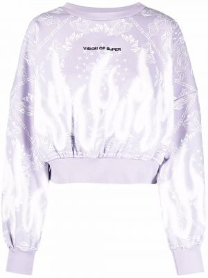 Abstrakt trykk trykt brodert sweatshirt Vision Of Super lilla