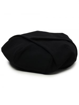 Volnena baretka z draperijo Y's črna