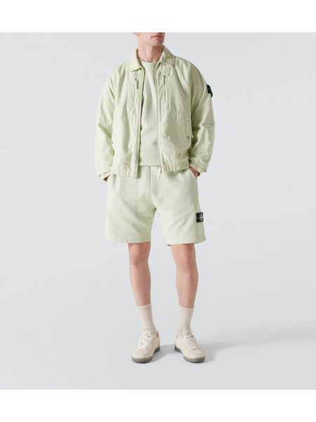 Pamučna hoodie bez kapuljače od jersey Stone Island zelena