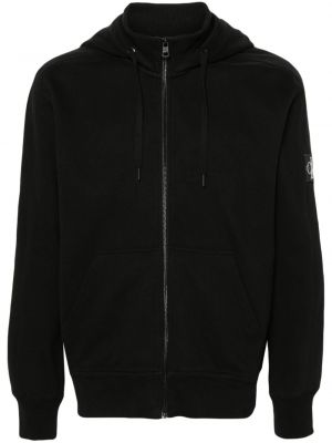 Pamučna hoodie s kapuljačom s patentnim zatvaračem Calvin Klein Jeans crna