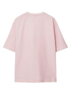 Kokvilnas t-krekls ar apdruku Burberry rozā