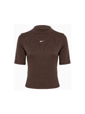 Koszulka z wysokim kołnierzem Nike brązowa