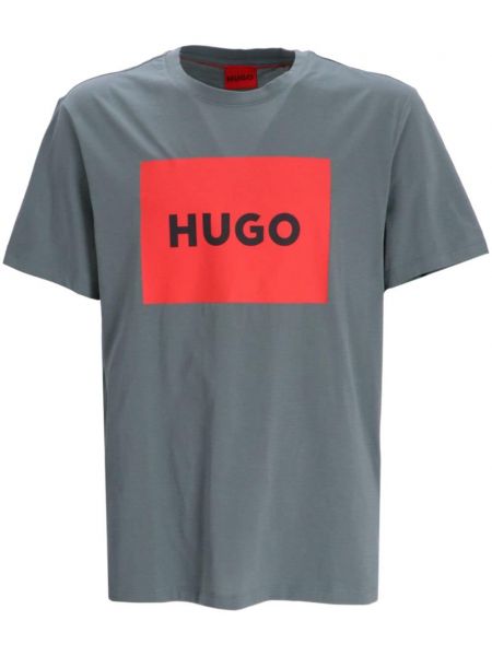 Памучна тениска Hugo сиво