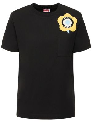 Tigrované voľné bavlnené tričko Kenzo Paris čierna