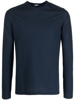 T-shirt manches longues en coton avec manches longues Zanone bleu