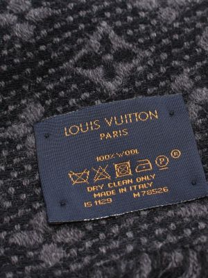 Szal wełniana żakardowa Louis Vuitton szara