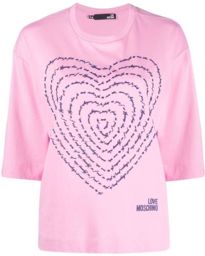 Camiseta con corazón Love Moschino rosa