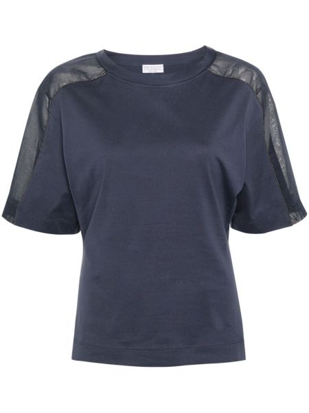 Kokvilnas t-krekls Brunello Cucinelli zils