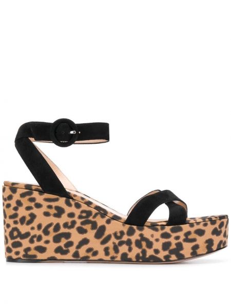 Leopardí sandály s potiskem Gianvito Rossi černé