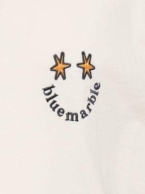 T-shirt di cotone con stampa in jersey Bluemarble bianco