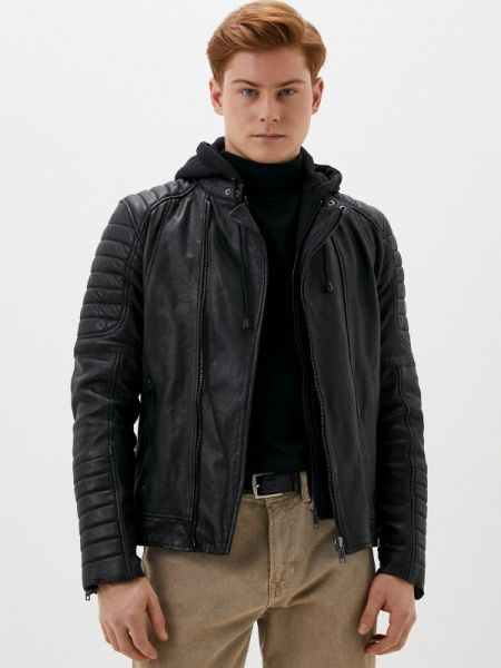 Черная кожаная куртка Urban Fashion For Men