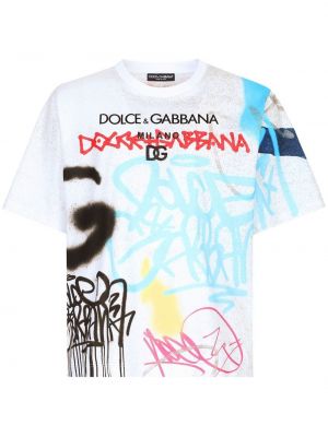 Trykt bomull t-skjorte Dolce & Gabbana hvit