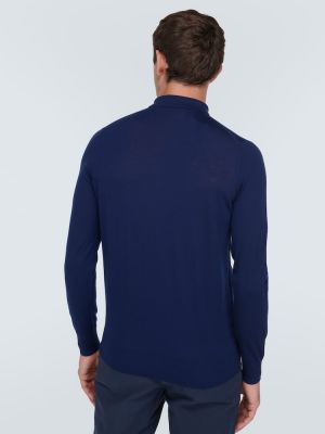 Vilnonis polo marškinėliai Loro Piana mėlyna