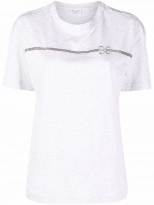 T-shirt brodé Brunello Cucinelli gris