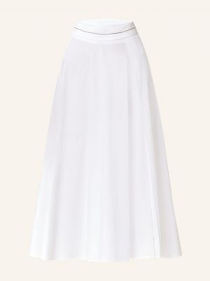 Rozkloszowana spódnica z perełkami plisowana Peserico biała