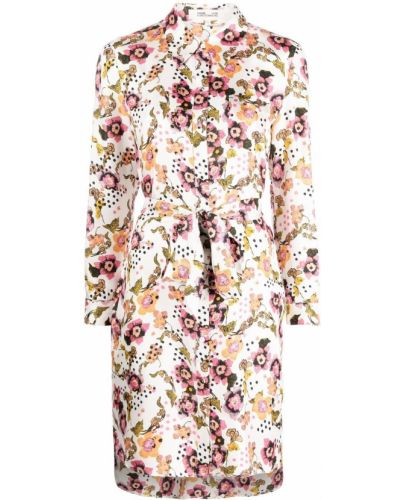 Мини рокля на цветя с принт Dvf Diane Von Furstenberg бяло