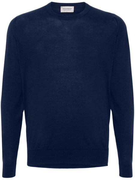 Памучен дълъг пуловер John Smedley синьо