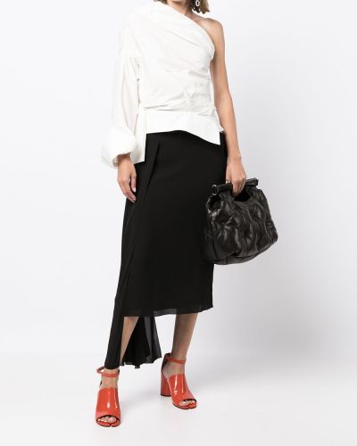 Asimetriškas šilkinis midi sijonas Chanel Pre-owned juoda