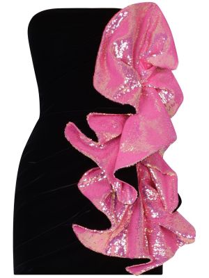 Sukienka mini z falbankami z dżerseju Alexandre Vauthier czarna