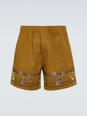 Pantalones cortos con bordado de algodón Bode marrón