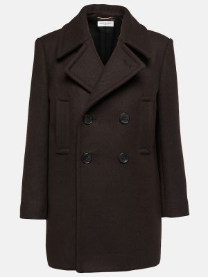Gyapjú rövid kabát Saint Laurent barna