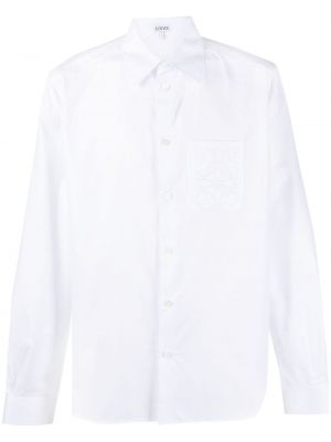 Bombažna srajca z vezenjem Loewe bela
