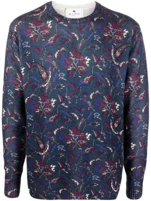 Trykt ull sweatshirt Etro blå