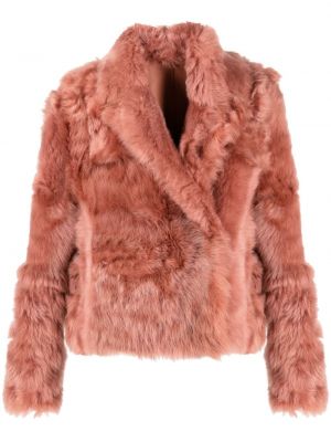 Kožna jakna Yves Salomon ružičasta