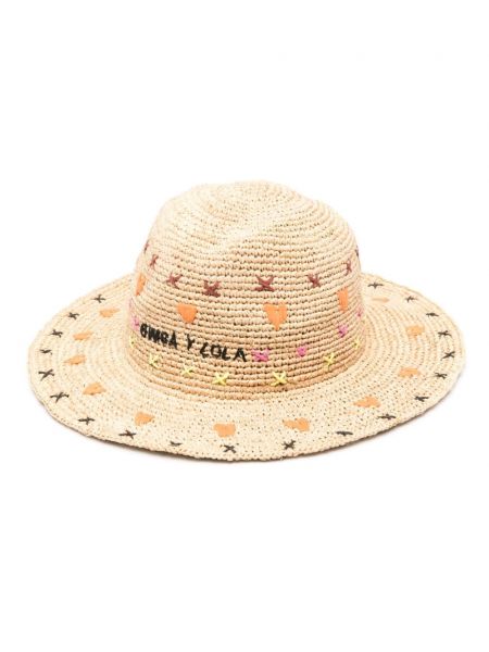 Плетена шапка бродирана Bimba Y Lola бежово