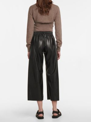 Kožené rovné nohavice z ekologickej kože Deveaux New York čierna