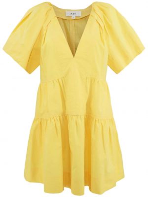 Bavlněné šaty s výstřihem do v s krátkými rukávy A.l.c. - žlutá