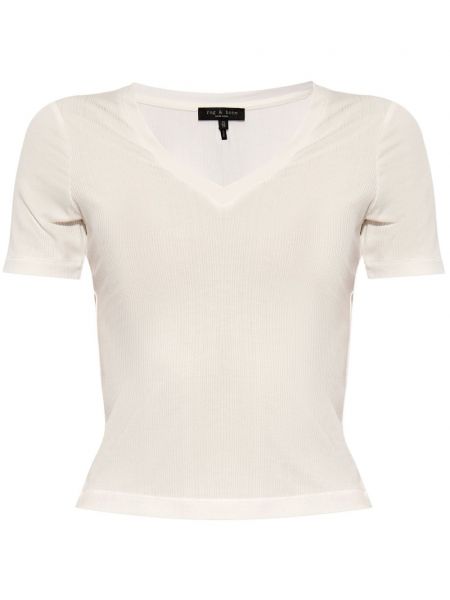 Μπλούζα με λαιμόκοψη v Rag & Bone λευκό