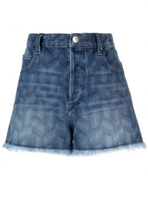 Shorts di jeans con frange Marant étoile blu
