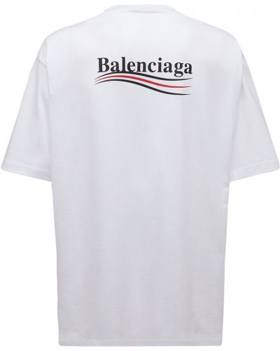 T-shirt z nadrukiem bawełniana Balenciaga - biały