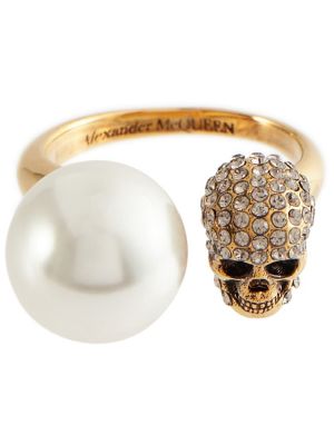 Prsteň s perlami Alexander Mcqueen zlatá