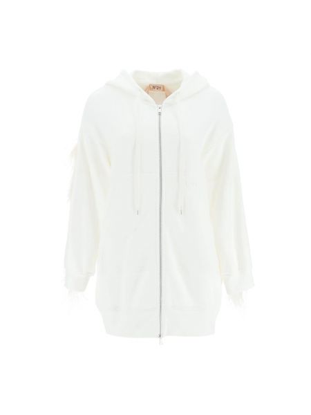 Bluza z kapturem w piórka oversize N°21 biała