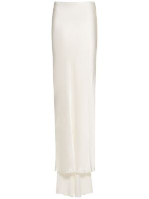 Drapovaný saténová dlhá sukňa Ann Demeulemeester biela