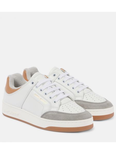 Lær semsket skinn sneakers Saint Laurent hvit