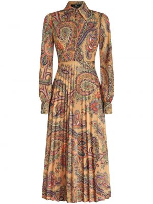 Šaty s potlačou s paisley vzorom Etro oranžová