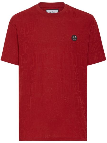 Kokvilnas t-krekls Philipp Plein sarkans