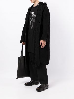 Cárdigan de punto con capucha Yohji Yamamoto negro