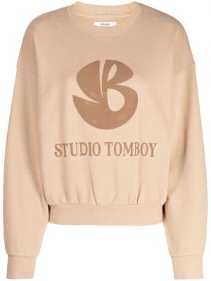 Sweat en coton à imprimé Studio Tomboy beige