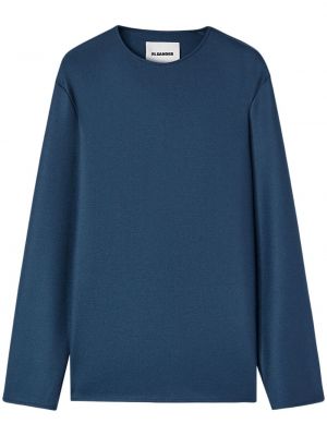 Вълнен пуловер с цип Jil Sander синьо