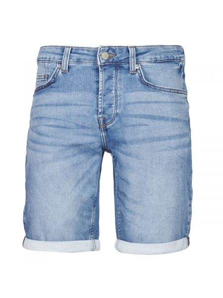 Szorty jeansowe w jednolitym kolorze Only & Sons niebieskie