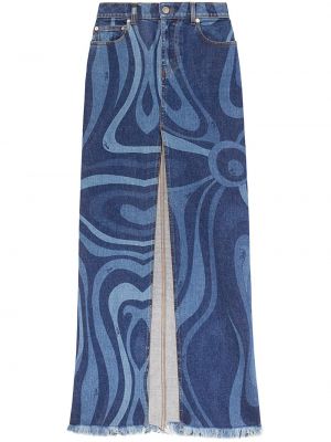 Φούστα με σχισμή με σχέδιο Pucci μπλε