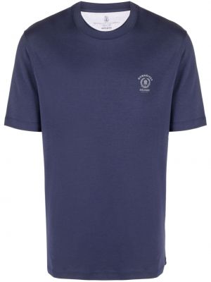 T-shirt con stampa con scollo tondo Brunello Cucinelli blu