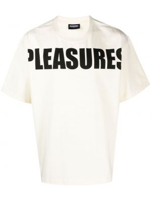 Bavlnené tričko s potlačou Pleasures biela