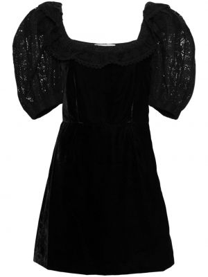 Кадифена рокля с дантела Sea черно